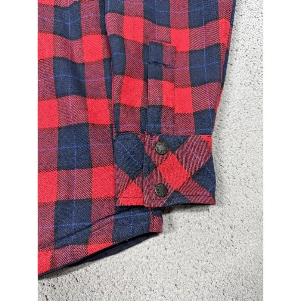 The North Face Jacket Mens XL Shacket Red Plaid Flannel Snap Quilted Reversible
